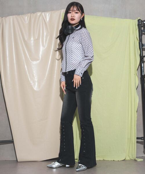 dispark（ディスパーク）の「DISPARK/バタフライチェックシャツ（シャツ/ブラウス・レディース・アイボリー/ベージュ・FREE）」の4枚目の写真