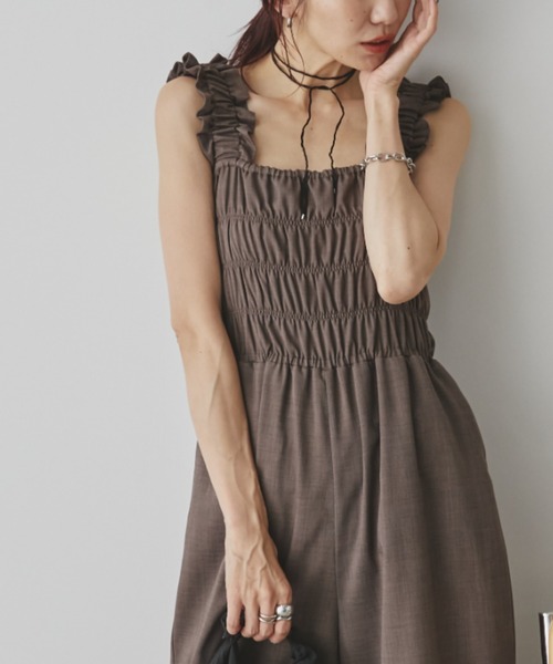 Auntie Rosa Holiday(アンティローザホリデー)の「シャーリングサロペット(サロペット/オーバーオール・レディース・ブラック/ブラウン・FREE)」の17枚目の写真