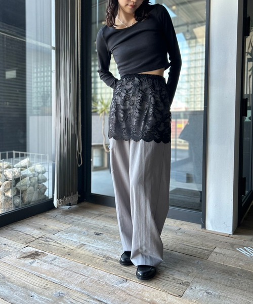 Kotoe（コトエ）の「レイヤード 花柄レースミニスカート 付け裾