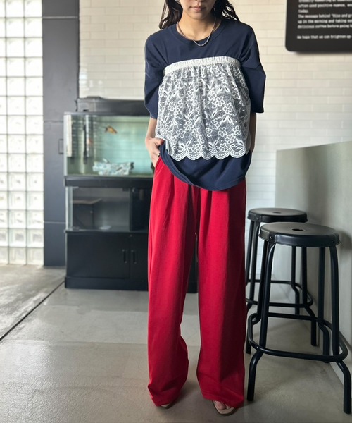 セール】レイヤード 花柄レースミニスカート 付け裾（スカート