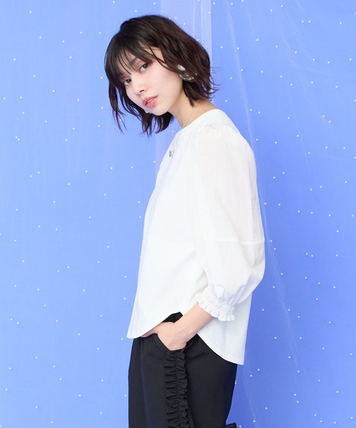 JETSET SOLO PLUS (ジェットセットソロプラス)の「【JETSET SOLO PLUS】アイスクール×ブライトローンボリュームスリーブカットソー(Tシャツ/カットソー・レディース・オフホワイト/ブラック・FREE)」の6枚目の写真