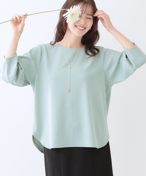 DRESKIP(ドレスキップ)の「【2点セット】大人フェミニン アクセ付き ランタンスリーブトップス(シャツ/ブラウス・レディース・グリーン系/ブラック/ライトベージュ/オフホワイト・01/02/03/04)」の4枚目の写真