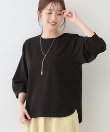 【2点セット】大人フェミニン アクセ付き ランタンスリーブトップス