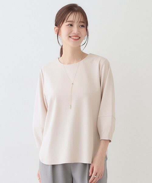 DRESKIP(ドレスキップ)の「【2点セット】大人フェミニン アクセ付き ランタンスリーブトップス(シャツ/ブラウス・レディース・グリーン系/ブラック/ライトベージュ/オフホワイト・01/02/03/04)」の9枚目の写真