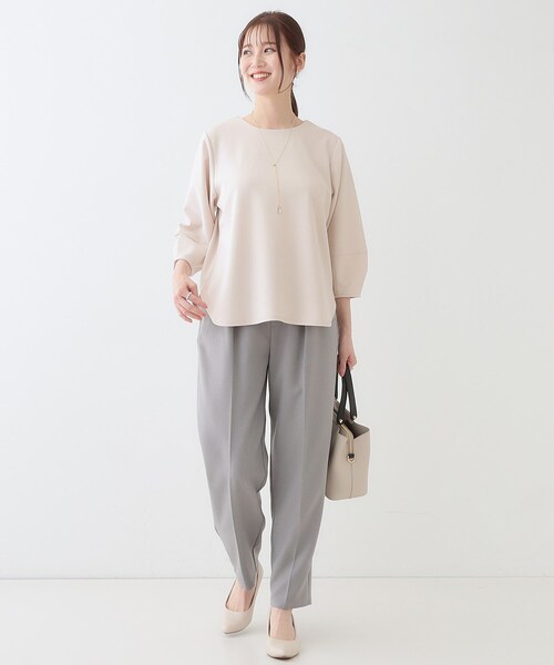 DRESKIP(ドレスキップ)の「【2点セット】大人フェミニン アクセ付き ランタンスリーブトップス(シャツ/ブラウス・レディース・グリーン系/ブラック/ライトベージュ/オフホワイト・01/02/03/04)」の11枚目の写真