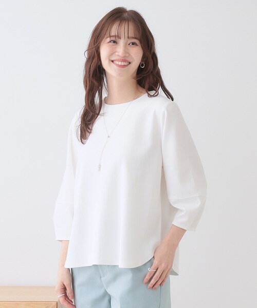 DRESKIP(ドレスキップ)の「【2点セット】大人フェミニン アクセ付き ランタンスリーブトップス(シャツ/ブラウス・レディース・グリーン系/ブラック/ライトベージュ/オフホワイト・01/02/03/04)」の14枚目の写真