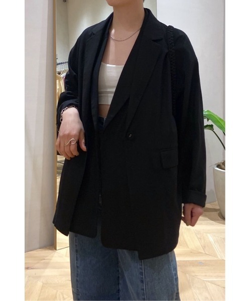 STYLEMIXER（スタイルミキサー）の「【大人気】リネンミックステーラードジャケット　セットアップ/春服/新作（テーラードジャケット・レディース・ベージュ系その他/アイボリー/ブラック・FREE）」の3枚目の写真