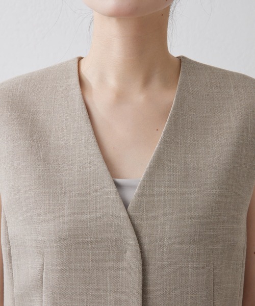 Whim Gazette（ウィムガゼット）の「ジュートライクジレ（ベスト・レディース・ベージュ/ブラック・FREE）」の6枚目の写真