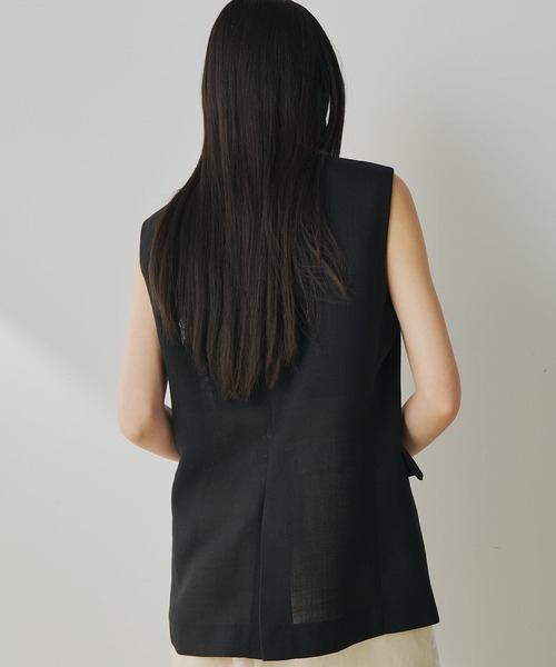ウィムガゼット Whim Gazette クルーネックジレ （black