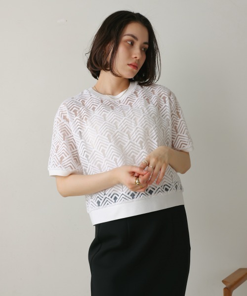 Bou Jeloud（ブージュルード）の「オーガンジー刺繍ブラウス（シャツ/ブラウス・レディース・ブラック/オフホワイト・38）」の6枚目の写真