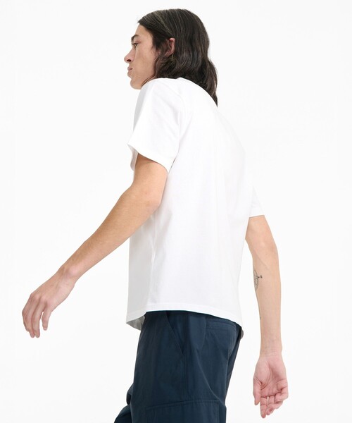 AIGLE(エーグル)の「エンザイムウォッシュ オーガニックコットンロゴ半袖Tシャツ(Tシャツ/カットソー・メンズ・ホワイト/モスグリーン・S/M/L/XL)」の5枚目の写真