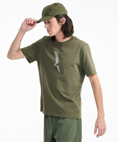 AIGLE(エーグル)の「エンザイムウォッシュ オーガニックコットンロゴ半袖Tシャツ(Tシャツ/カットソー・メンズ・ホワイト/モスグリーン・S/M/L/XL)」の9枚目の写真