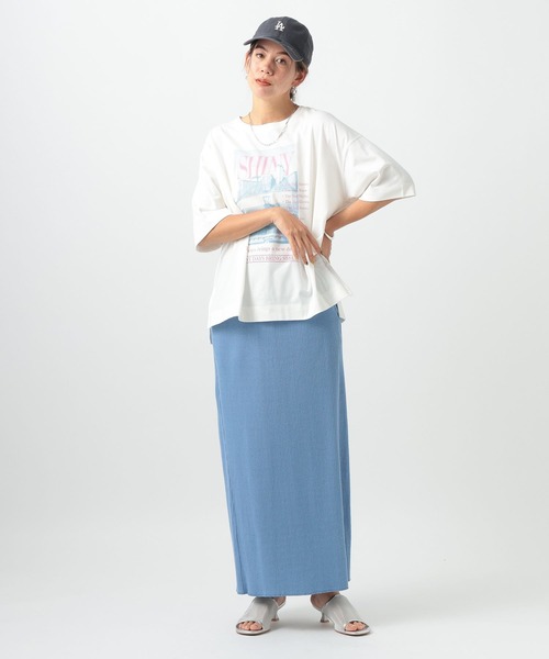 BAYFLOW（ベイフロー）の「[心地良い肌触り]カラーレターフォトプリントＴ（Tシャツ/カットソー・レディース・ブルー/イエロー/ピンク・FREE）」の5枚目の写真