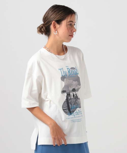 Plantation アートプリント ホワイト 半袖Tシャツ プランテーション セール】[心地良い肌触り]カラーレターフォトプリントT（T