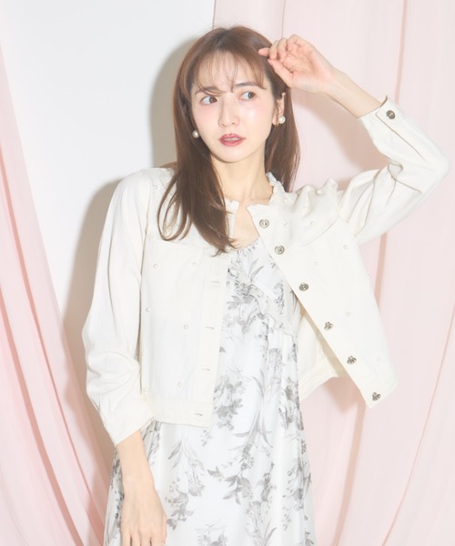 tocco closet（トッコ　クローゼット）の「【ZOZO限定】フリンジネック×パールライトデニムジャケット（デニムジャケット・レディース・ブルー/アイボリー/ライトブルー・M）」の19枚目の写真