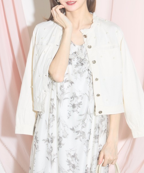 tocco closet（トッコ　クローゼット）の「【ZOZO限定】フリンジネック×パールライトデニムジャケット（デニムジャケット・レディース・ブルー/アイボリー/ライトブルー・M）」の18枚目の写真