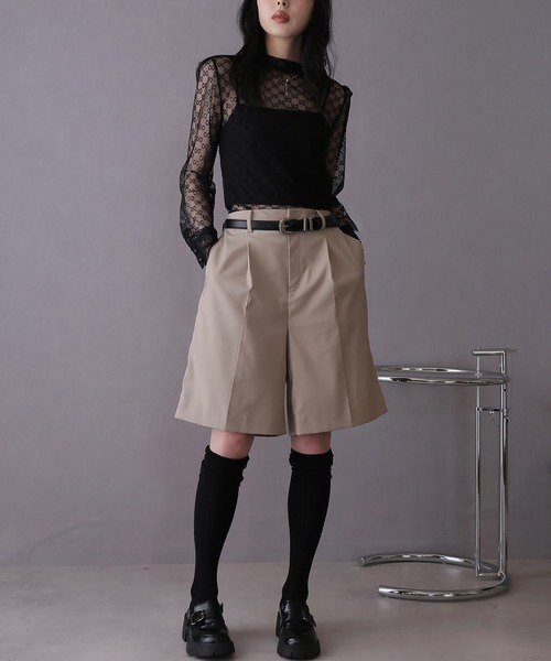 Doula Doula(ドゥーラドゥーラ)の「センタープレスタックハーフパンツ(その他パンツ・レディース・ブラック/ライトベージュ・マルチサイズ)」の3枚目の写真