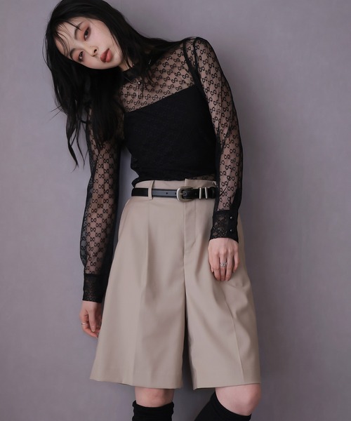 Doula Doula(ドゥーラドゥーラ)の「センタープレスタックハーフパンツ(その他パンツ・レディース・ブラック/ライトベージュ・マルチサイズ)」の5枚目の写真