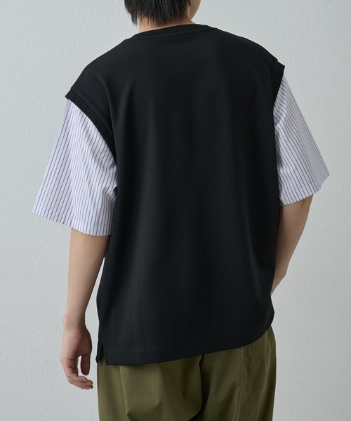 COLONY 2139(コロニートゥーワンスリーナイン)の「ストライプスリーブ切替半袖T(Tシャツ/カットソー・メンズ・ネイビー/ブラック・MEDIUM/LARGE)」の10枚目の写真