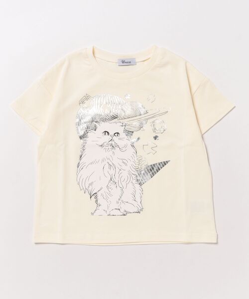 unica（ユニカ）の「スペースcatT（Tシャツ/カットソー・キッズ・ネイビー/オフホワイト・L/XL/S）」の2枚目の写真