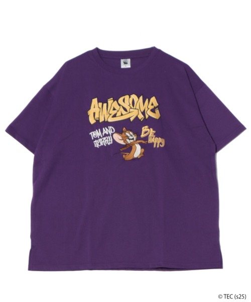 Tom&Jerry(トムアンドジェリー)の「【公式】トムとジェリー 総刺繍半袖Tシャツ(Tシャツ/カットソー・レディース・オフホワイト/グレー/パープル/スミクロ・M/L)」の4枚目の写真