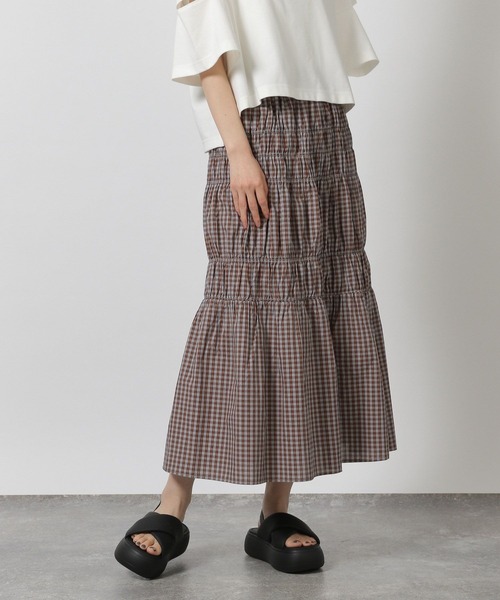 LAKOLE（ラコレ）の「チェックシャーリングスカート / 491604（スカート・レディース・グレー/ブルー/オレンジ・FREE）」の3枚目の写真