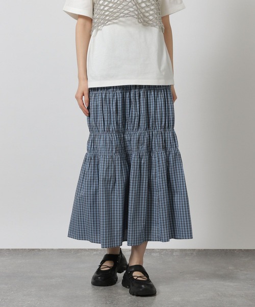 LAKOLE（ラコレ）の「チェックシャーリングスカート / 491604（スカート・レディース・グレー/ブルー/オレンジ・FREE）」の2枚目の写真