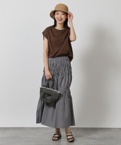 LAKOLE（ラコレ）の「チェックシャーリングスカート / 491604（スカート・レディース・グレー/ブルー/オレンジ・FREE）」の4枚目の写真