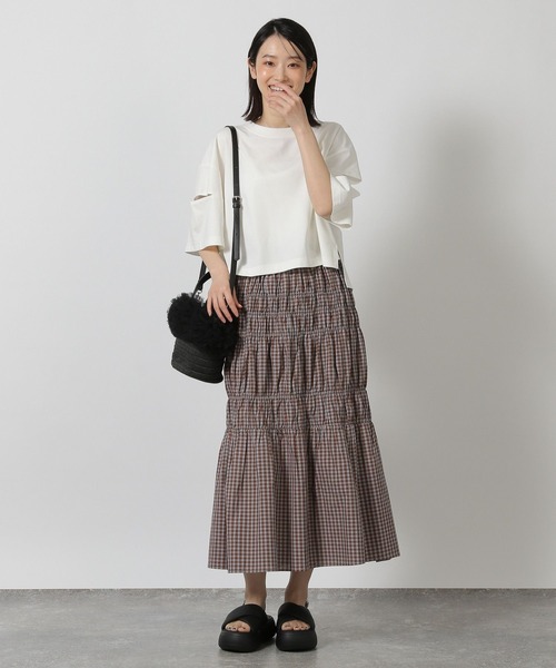 LAKOLE（ラコレ）の「チェックシャーリングスカート / 491604（スカート・レディース・グレー/ブルー/オレンジ・FREE）」の14枚目の写真