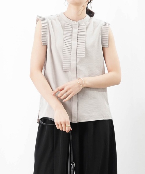 ブラウス シャツ LC/LLL プリーツテープ付ブラウス/フリルデザインノースリブラウス レディース LADY LUCK LUCA ブラウス シャツ LC/LLL プリーツテープ付