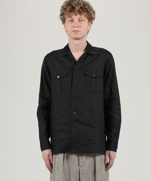 セール】アイリッシュリネン ダブルポケット ロングスリーブシャツ