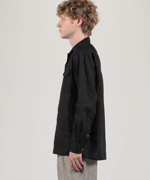 パドカレ　TRIPLE LOW TWIST シャツジャケット アイリッシュリネン ダブルポケット オープンカラーシャツ