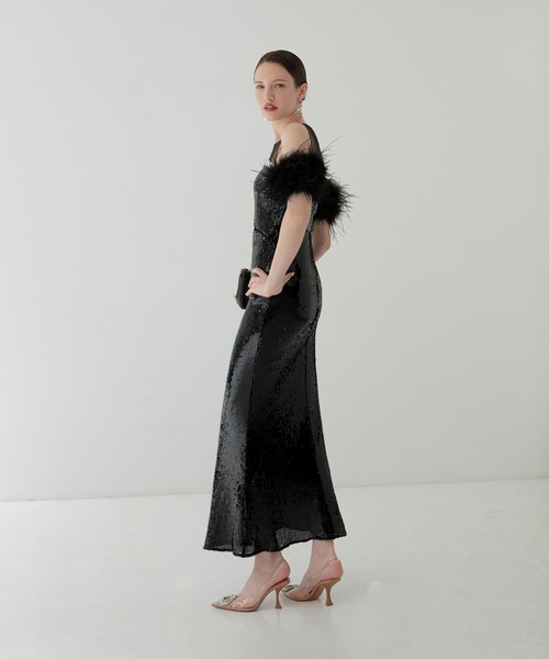 Leja(レジャ)の「【LEJA LUXE】2WAYファースリーブスパンコールマーメイドドレスワンピース2点セット美脚効果結婚式 パーティードレス 成人式 二次会 同窓会 お呼ばれ オケージョン 20代 30代(ドレス・レディース・ブラック/ベージュ・SMALL/MEDIUM/LARGE)」の12枚目の写真