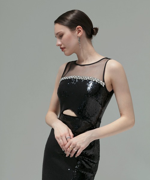 Leja(レジャ)の「【LEJA LUXE】2WAYファースリーブスパンコールマーメイドドレスワンピース2点セット美脚効果結婚式 パーティードレス 成人式 二次会 同窓会 お呼ばれ オケージョン 20代 30代(ドレス・レディース・ブラック/ベージュ・SMALL/MEDIUM/LARGE)」の15枚目の写真