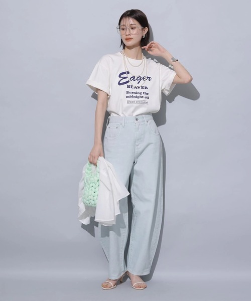 【専用】Arpege story カーブデニムパンツ　０　ライトブルー ガーメントダイカーブデニム（その他パンツ）｜Arpege story