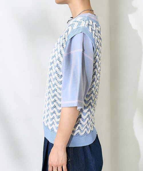 ニットベスト　windandsea サマーニット セール】2WAY サマー 柄ニットベスト/ シアーニットベスト