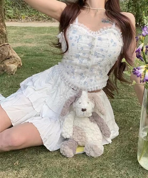 gossip!ロサンゼルス(ゴシップロサンゼルス)の「YUGA パッド付きフラワープリント キャミソール(キャミソール・レディース・ブルー/パープル/ピンク・FREE)」の22枚目の写真