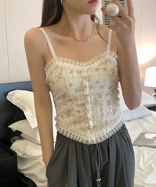 gossip!ロサンゼルス(ゴシップロサンゼルス)の「YUGA パッド付きフラワープリント キャミソール(キャミソール・レディース・ブルー/パープル/ピンク・FREE)」の14枚目の写真