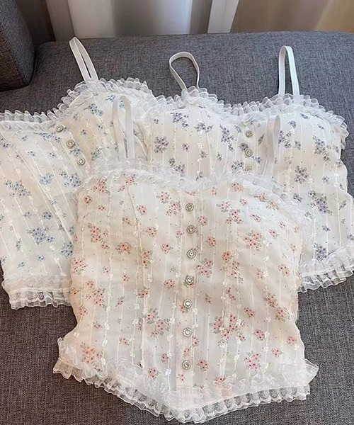 gossip!ロサンゼルス(ゴシップロサンゼルス)の「YUGA パッド付きフラワープリント キャミソール(キャミソール・レディース・ブルー/パープル/ピンク・FREE)」の10枚目の写真