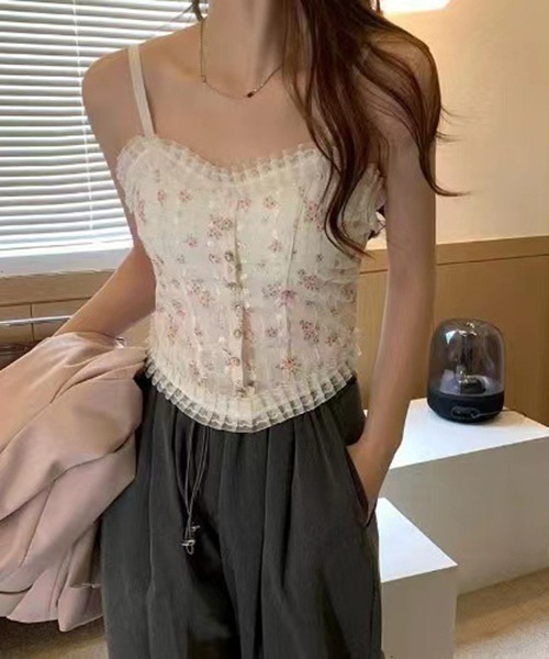 gossip!ロサンゼルス(ゴシップロサンゼルス)の「YUGA パッド付きフラワープリント キャミソール(キャミソール・レディース・ブルー/パープル/ピンク・FREE)」の6枚目の写真