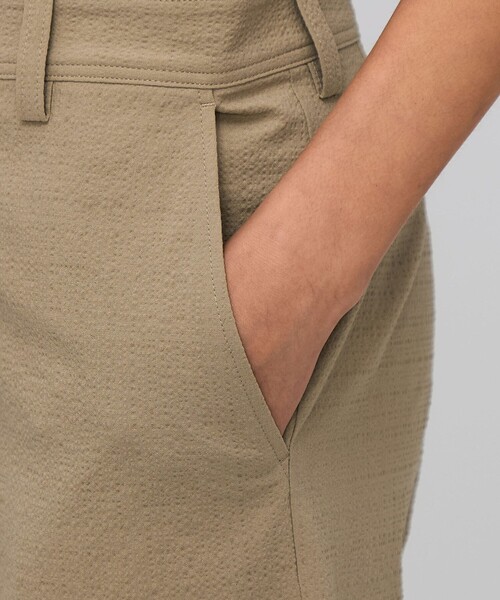 BACCA ベージュ　【未使用品】リネン ハイウエストストレートパンツ セール】シアサッカー スリムストレートパンツ（その他パンツ