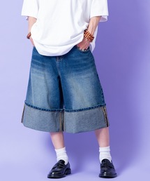a.p.o.v. ロールアップウォッシュドデニムバギーハーフパンツ