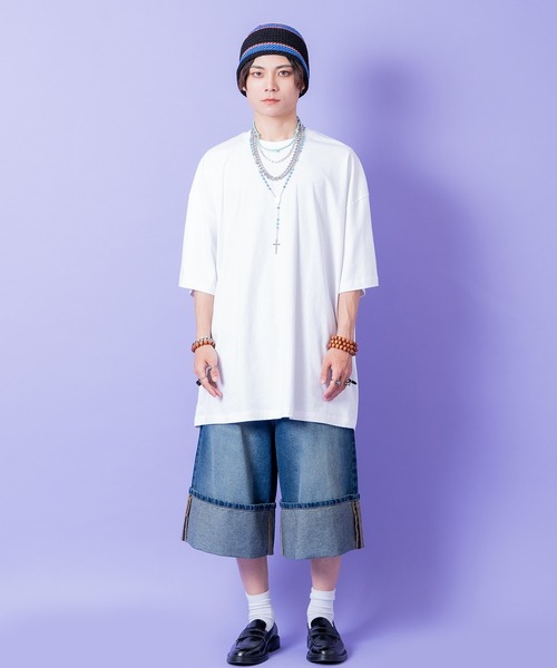 a.p.o.v.（エーピーオービー）の「a.p.o.v. ロールアップウォッシュドデニムバギーハーフパンツ（デニムパンツ・メンズ・ブルー/ネイビー・M）」の4枚目の写真