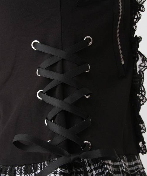 DearMyLove（ディアマイラブ）の「猫耳チェックフリルクモレースパンクショートトップス（Tシャツ/カットソー・レディース・レッド/ピンク/ブラック×ホワイト/パープル・MEDIUM/LARGE/LL/3L）」の16枚目の写真