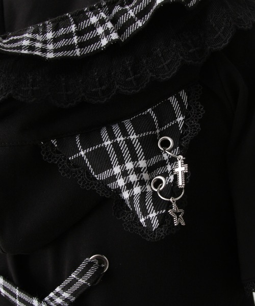 DearMyLove（ディアマイラブ）の「猫耳チェックフリルクモレースパンクショートトップス（Tシャツ/カットソー・レディース・レッド/ピンク/ブラック×ホワイト/パープル・MEDIUM/LARGE/LL/3L）」の17枚目の写真