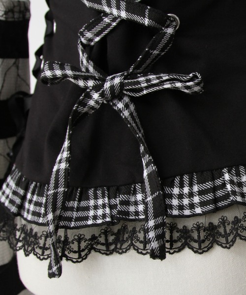 DearMyLove（ディアマイラブ）の「猫耳チェックフリルクモレースパンクショートトップス（Tシャツ/カットソー・レディース・レッド/ピンク/ブラック×ホワイト/パープル・MEDIUM/LARGE/LL/3L）」の19枚目の写真