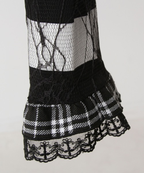 DearMyLove（ディアマイラブ）の「猫耳チェックフリルクモレースパンクショートトップス（Tシャツ/カットソー・レディース・レッド/ピンク/ブラック×ホワイト/パープル・MEDIUM/LARGE/LL/3L）」の11枚目の写真