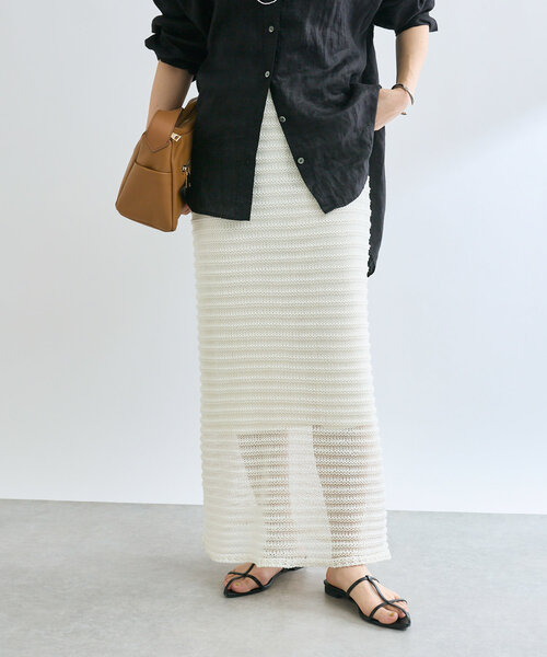 RIVE DROITE（リヴドロワ）の「【抜け感◎】セパレートニットスカート（スカート・レディース・ブラック/オフホワイト・FREE）」の2枚目の写真