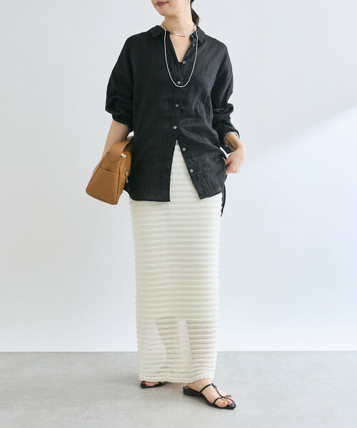 RIVE DROITE（リヴドロワ）の「【抜け感◎】セパレートニットスカート（スカート・レディース・ブラック/オフホワイト・FREE）」の3枚目の写真