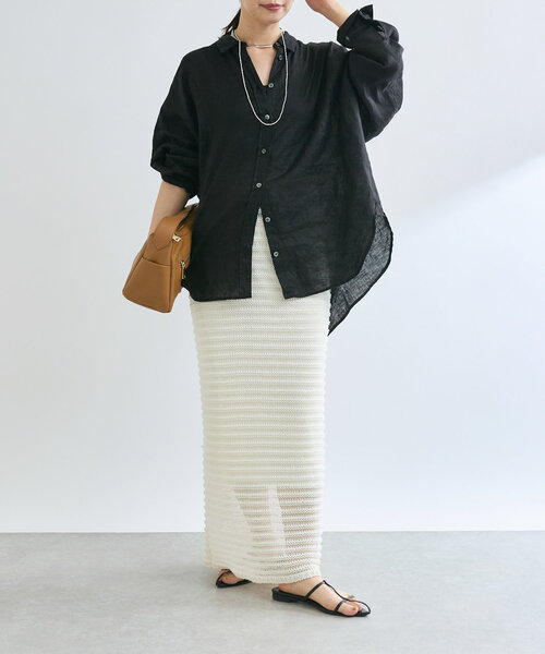 RIVE DROITE（リヴドロワ）の「【抜け感◎】セパレートニットスカート（スカート・レディース・ブラック/オフホワイト・FREE）」の4枚目の写真